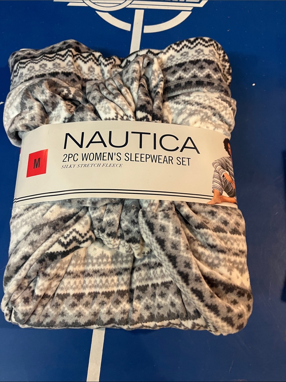 Nautica Women's 2-Piece Sleepwear Set in Gray and White Fair Isle